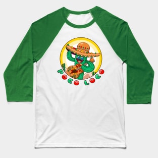 Poco loco, a cartoon cactus mascot in a Mexican hat who plays the guitar Baseball T-Shirt